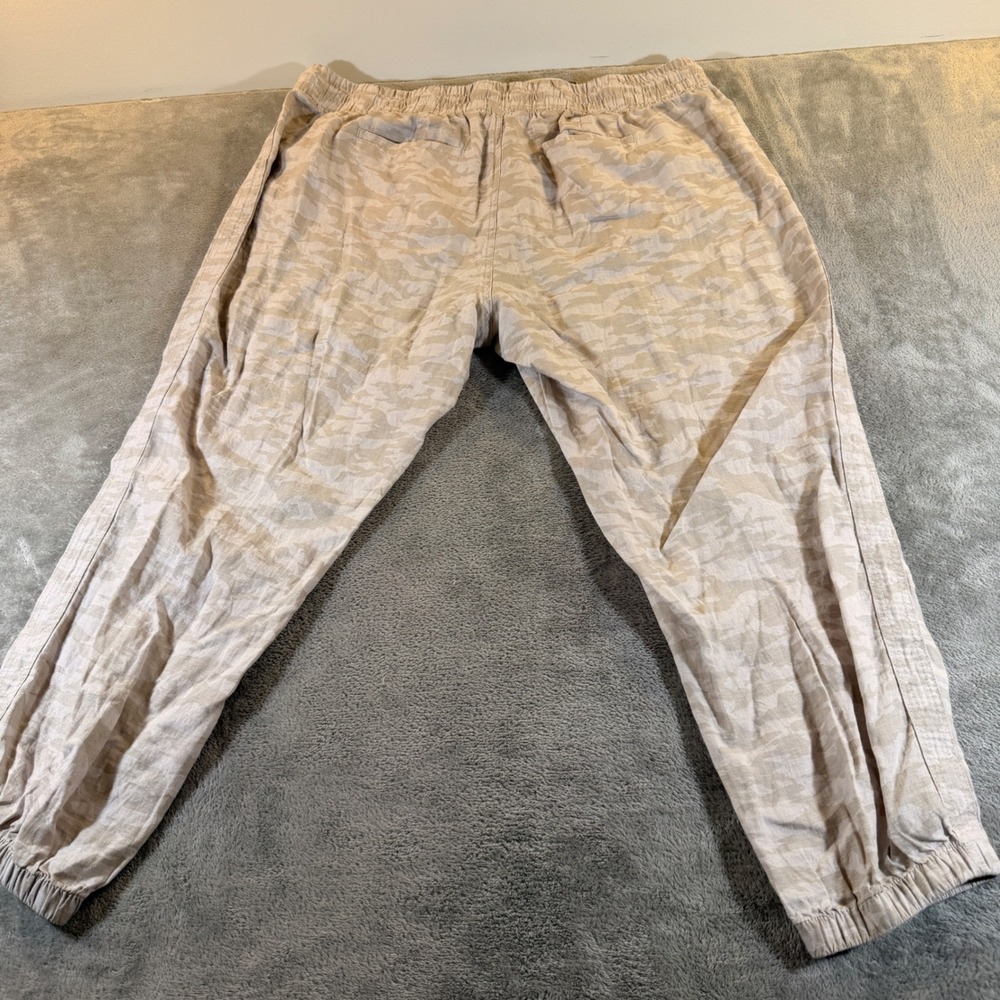Athleta Cabo Tide Linen Jogger Women 22 Tan Camo Drawstring Elastic Waist Pants - Picture 6 of 11